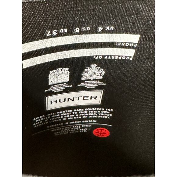 Hunter Womens Refined Tall Stud Cuff Boots Black Size 6 US 37 EU NWOB Rain Boots - Picture 15 of 15